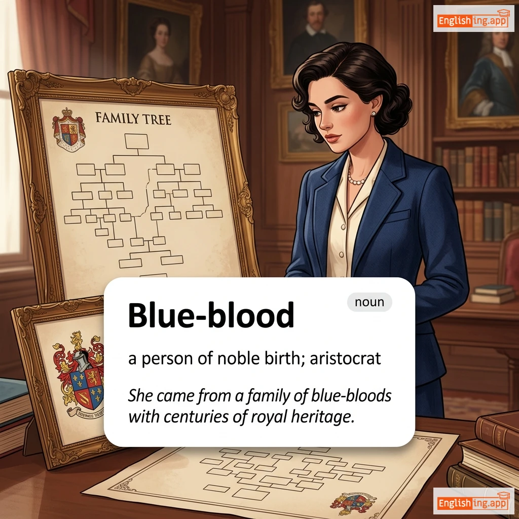 Blue-blood definition card — visual illustration of the meaning
