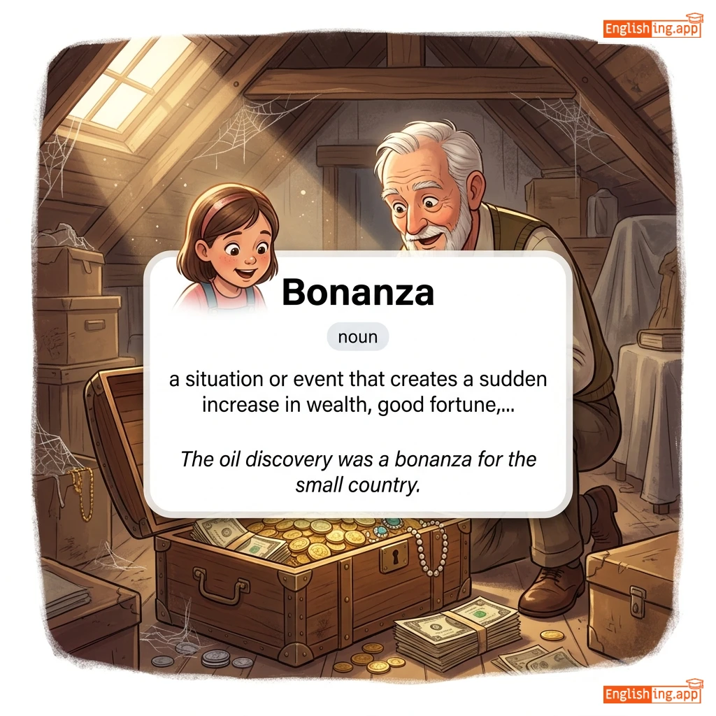 Bonanza definition card — visual illustration of the meaning