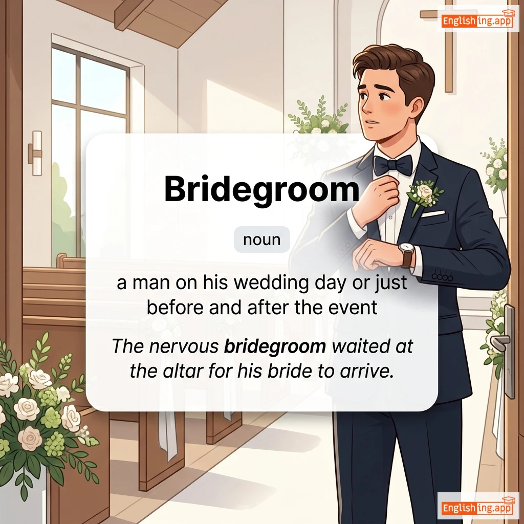 Bridegroom definition card — visual illustration of the meaning