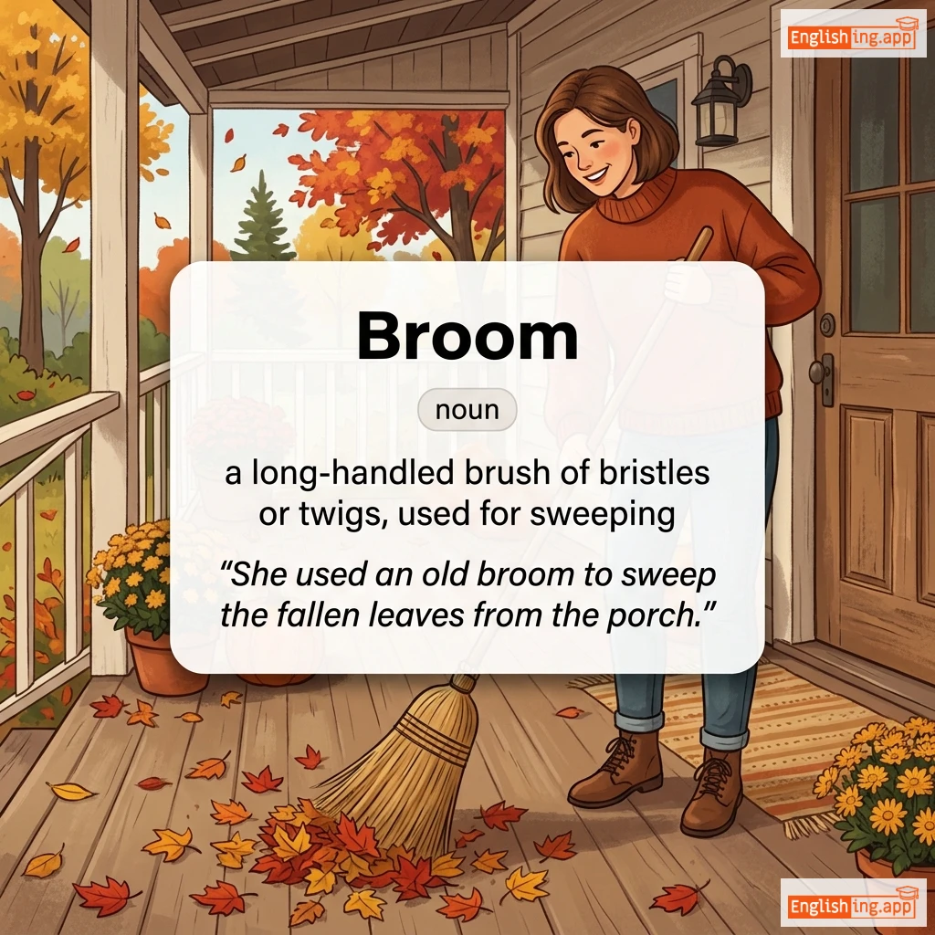 Broom definition card — visual illustration of the meaning