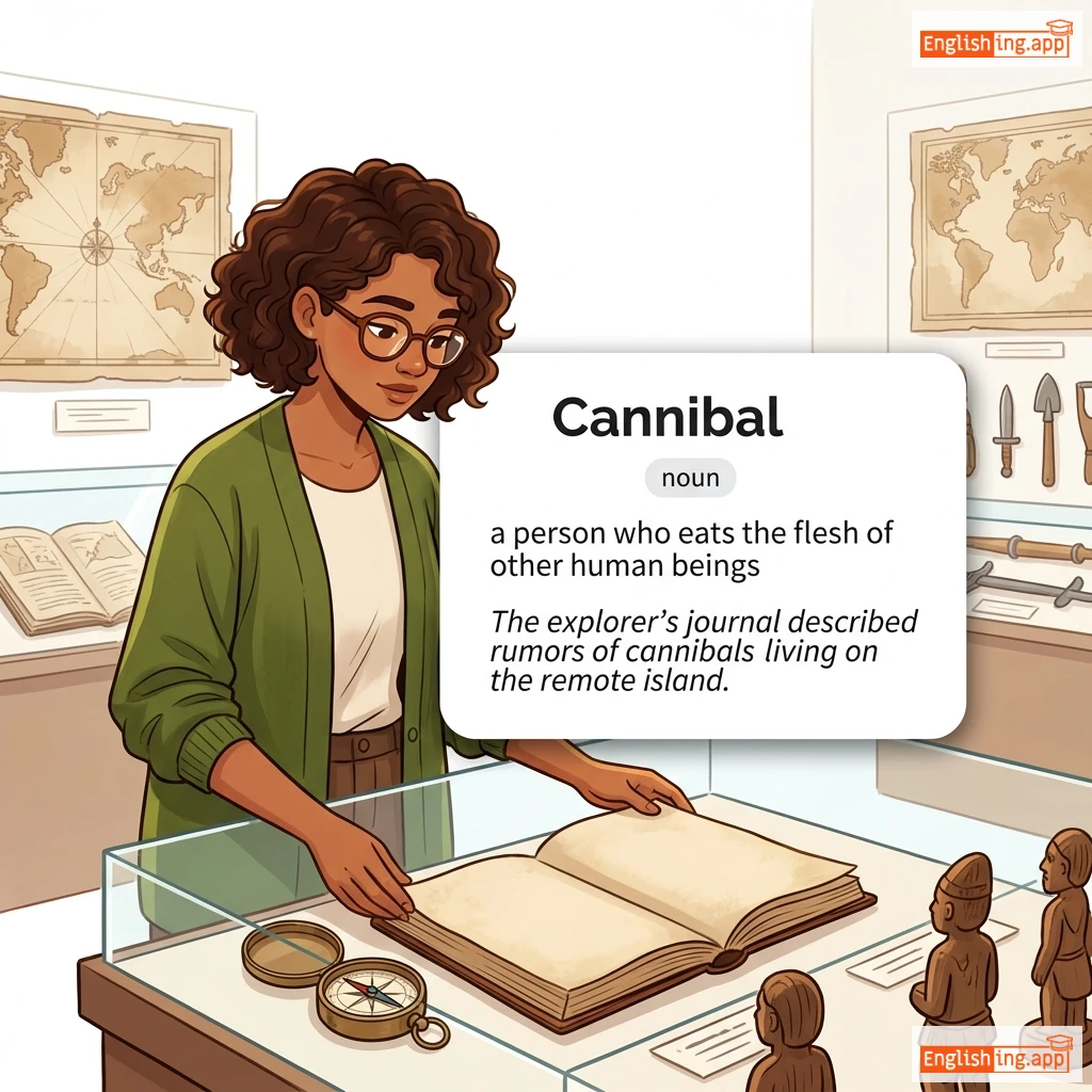 Cannibal definition card — visual illustration of the meaning