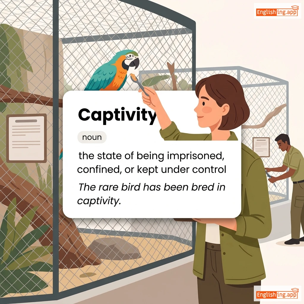 Captivity definition card — visual illustration of the meaning