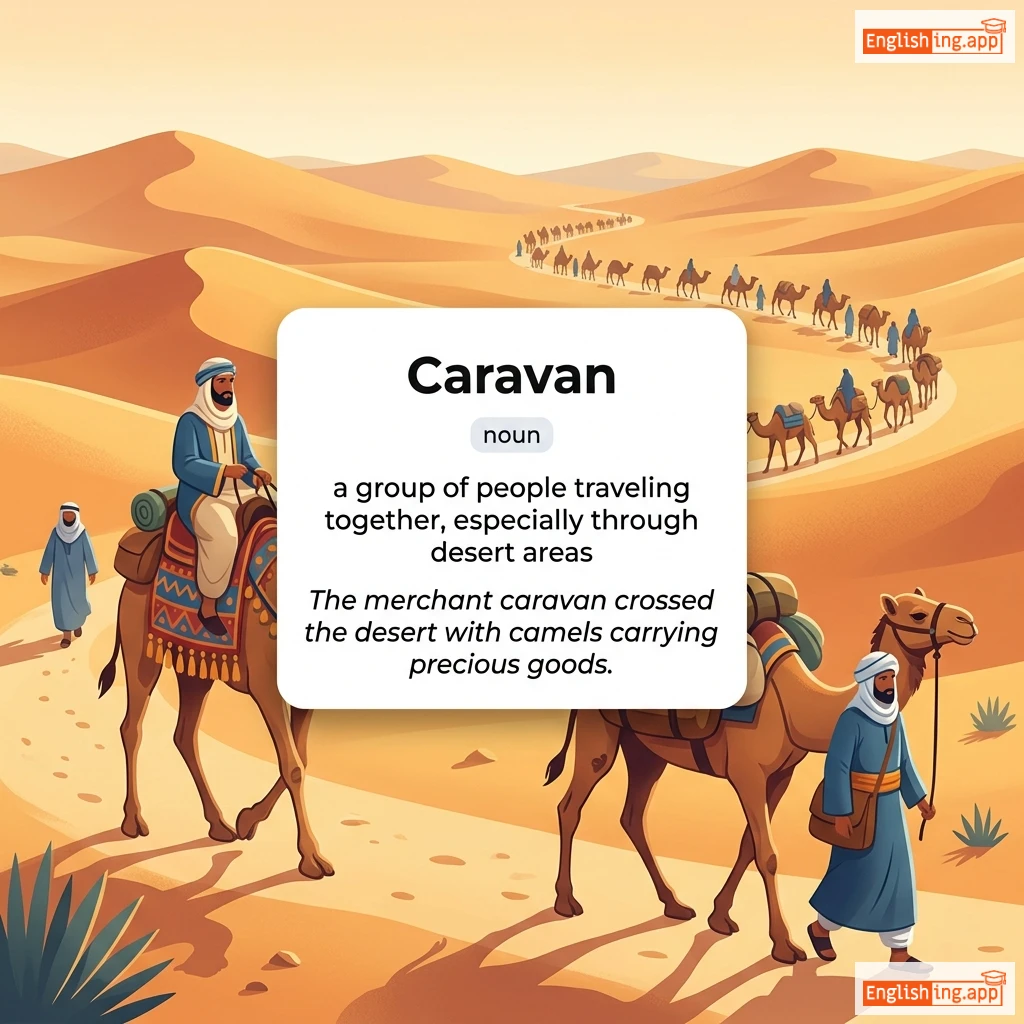 Caravan definition card — visual illustration of the meaning