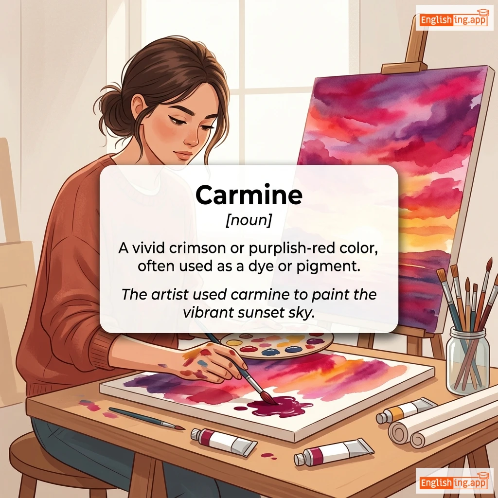 Carmine definition card — visual illustration of the meaning