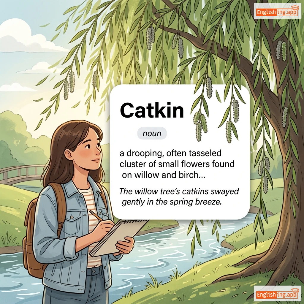 Catkin definition card — visual illustration of the meaning