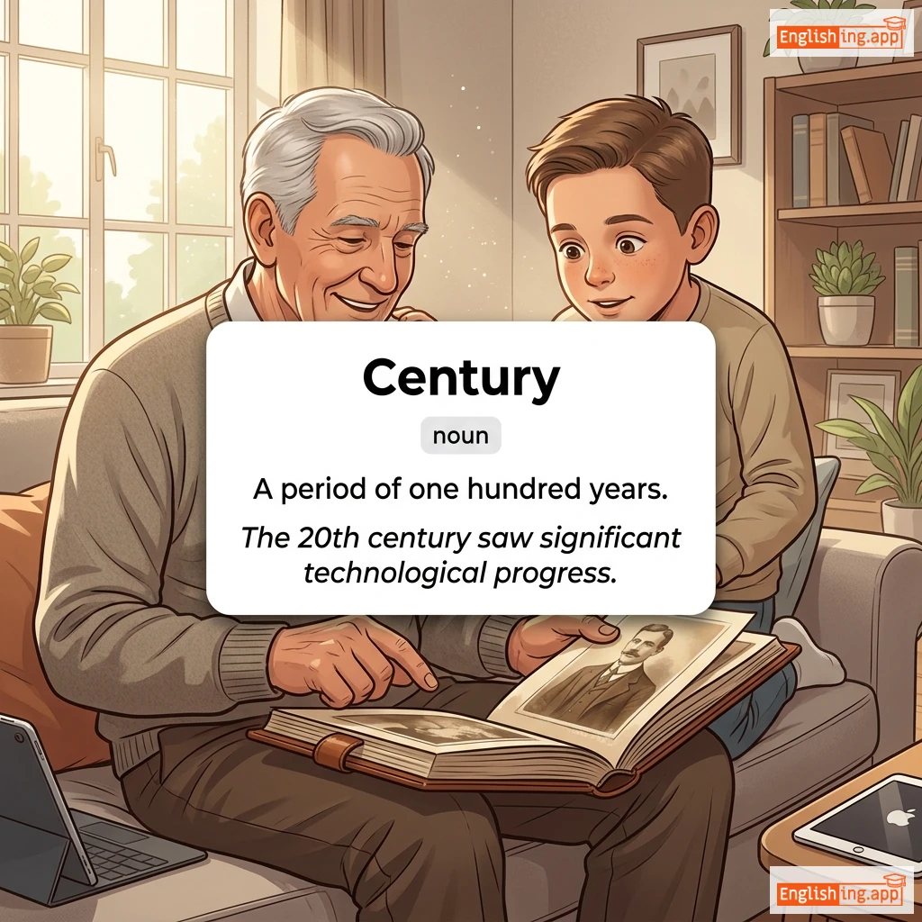 Century definition card — visual illustration of the meaning