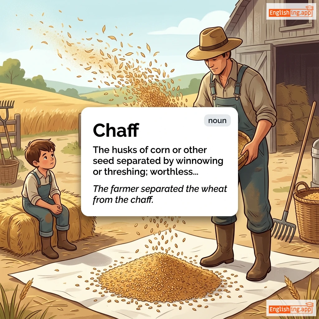 Chaff definition card — visual illustration of the meaning