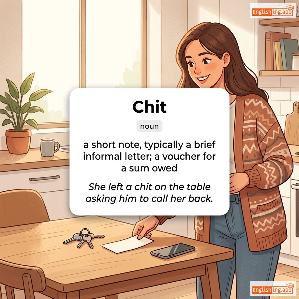 Chit definition card — visual illustration of the meaning