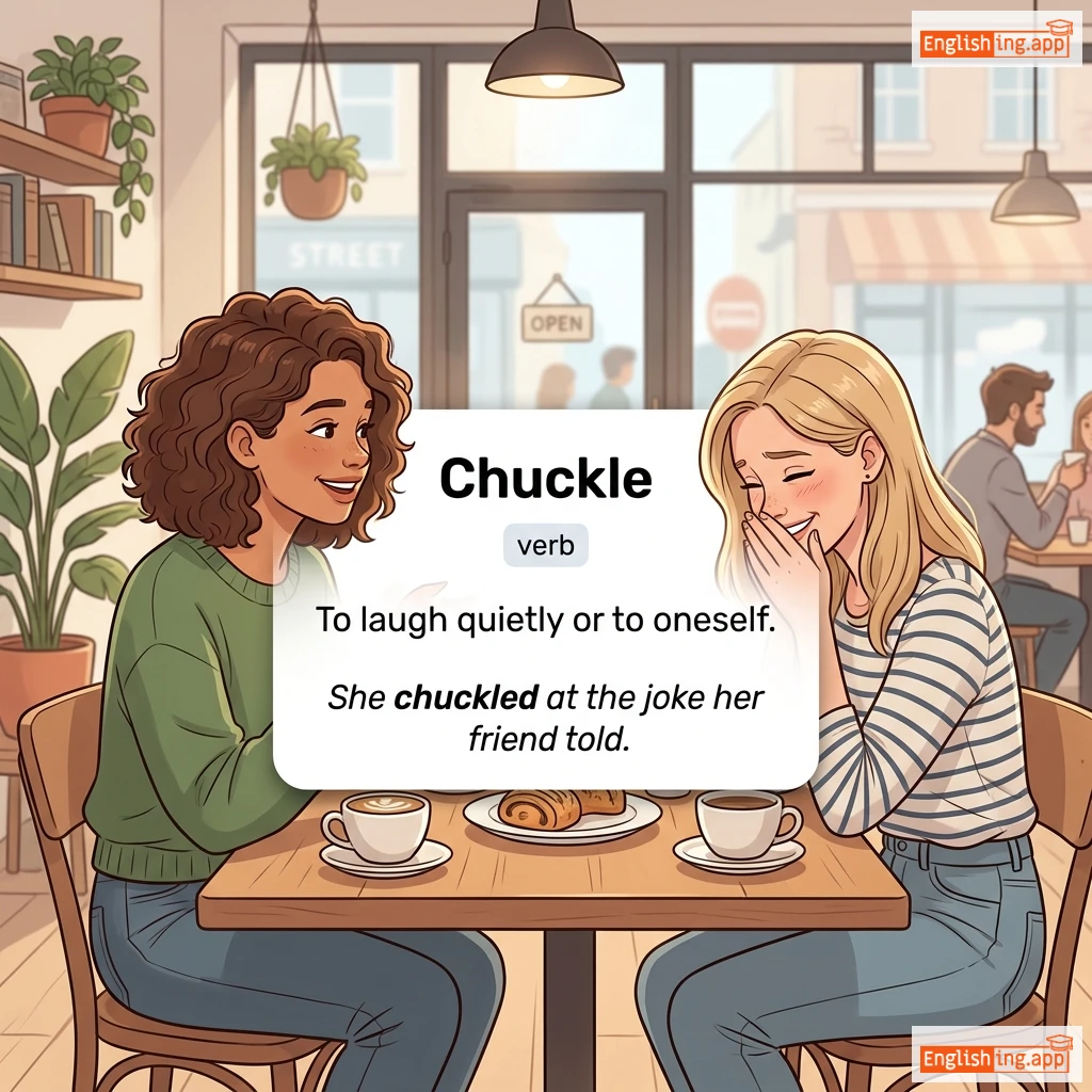 Chuckle definition card — visual illustration of the meaning