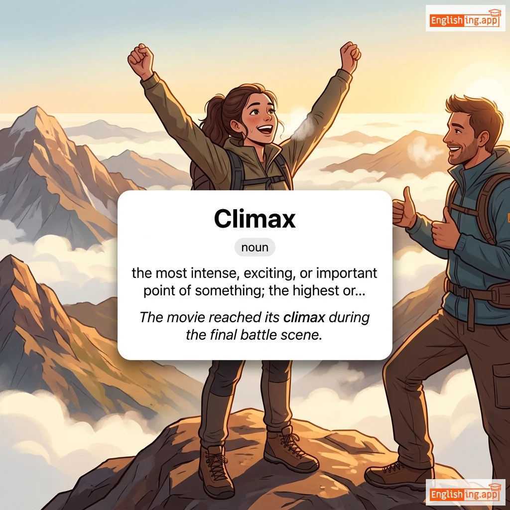 Climax definition card — visual illustration of the meaning