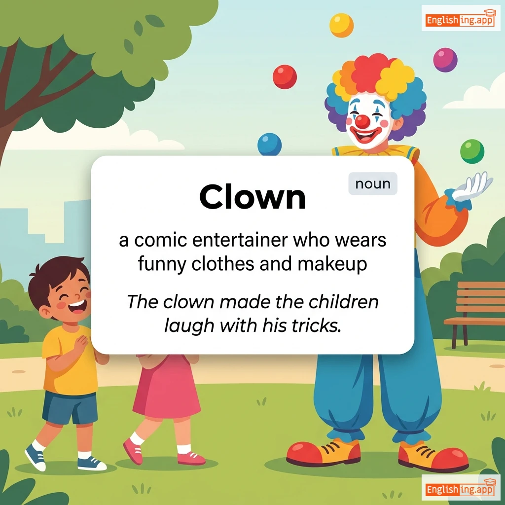 Clown definition card — visual illustration of the meaning