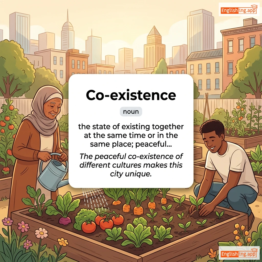 Co-existence definition card — visual illustration of the meaning