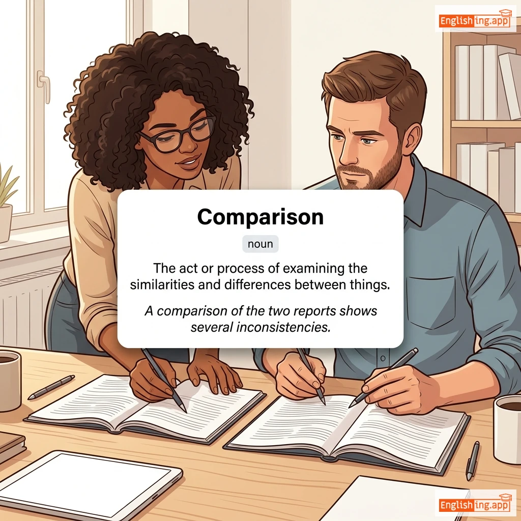 Comparison definition card — visual illustration of the meaning