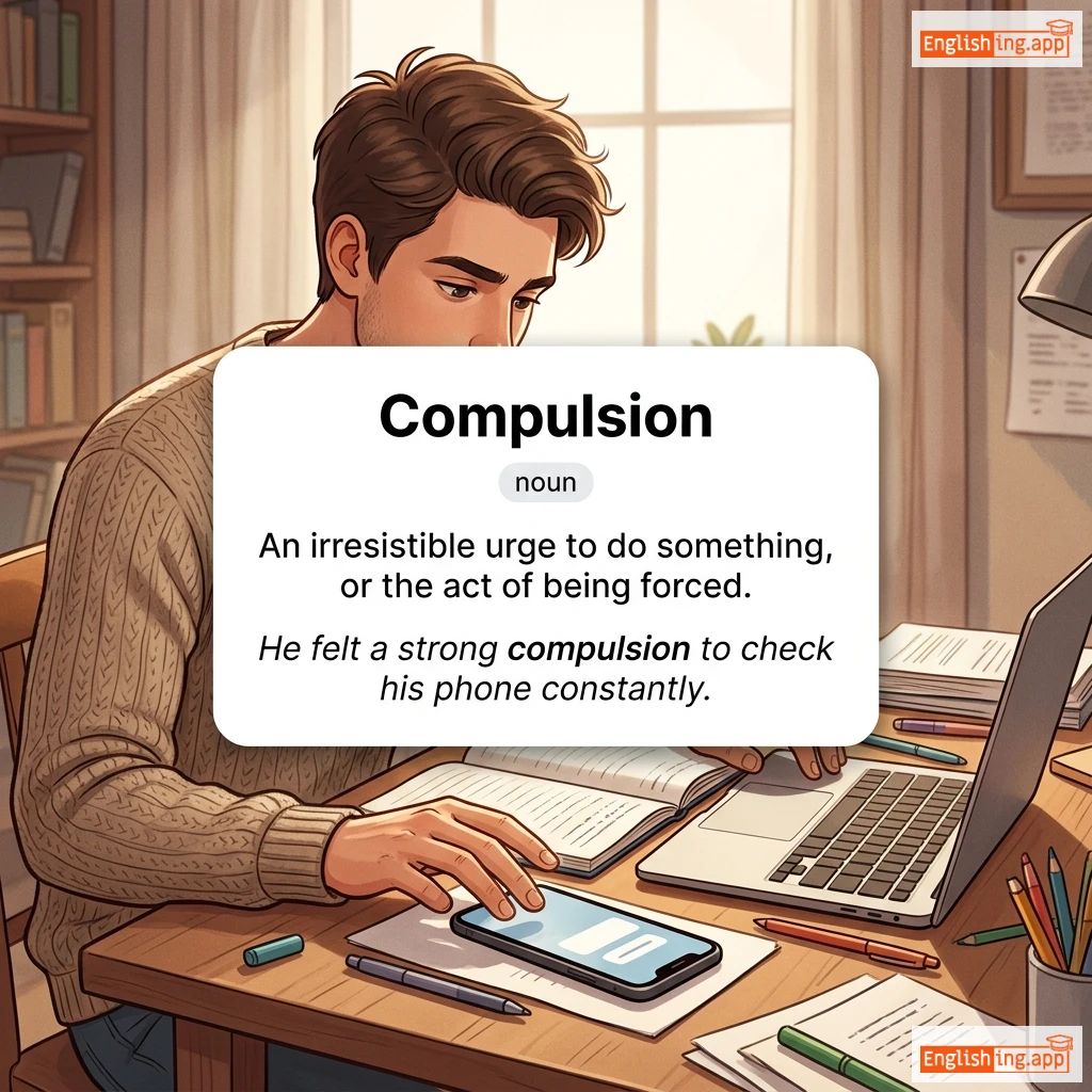 Compulsion definition card — visual illustration of the meaning