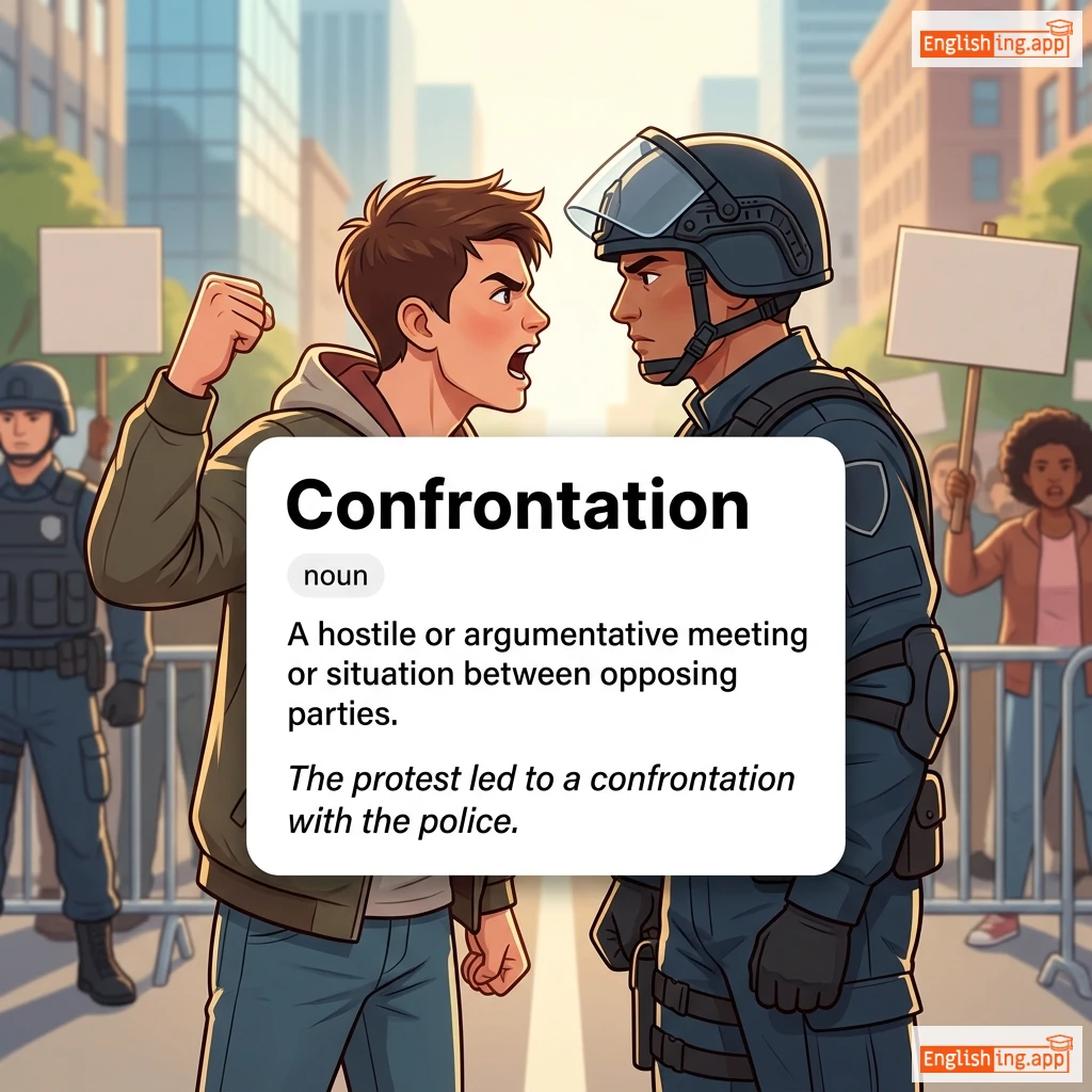 Confrontation definition card — visual illustration of the meaning