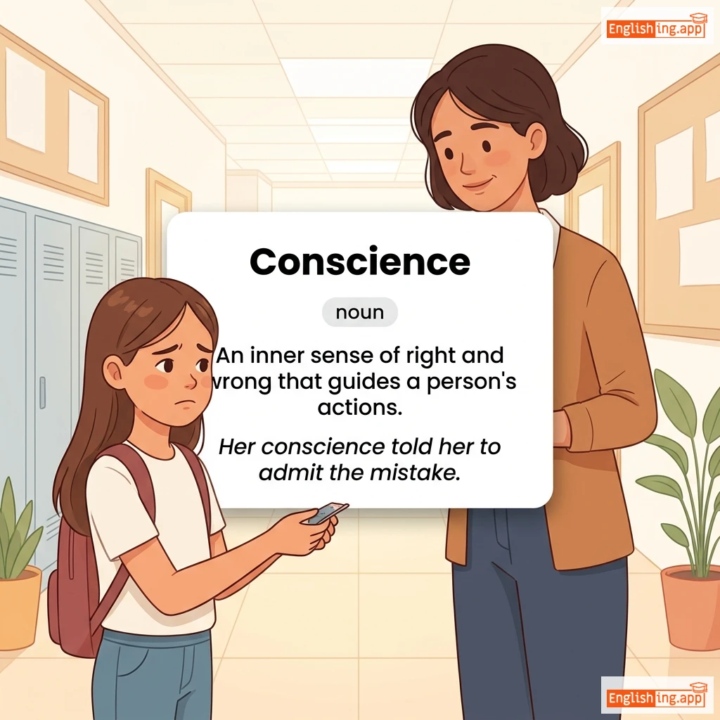 Conscience definition card — visual illustration of the meaning