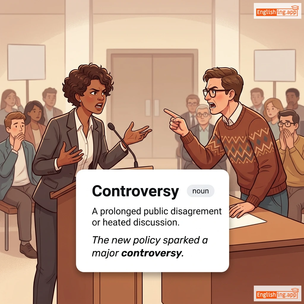 Controversy definition card — visual illustration of the meaning