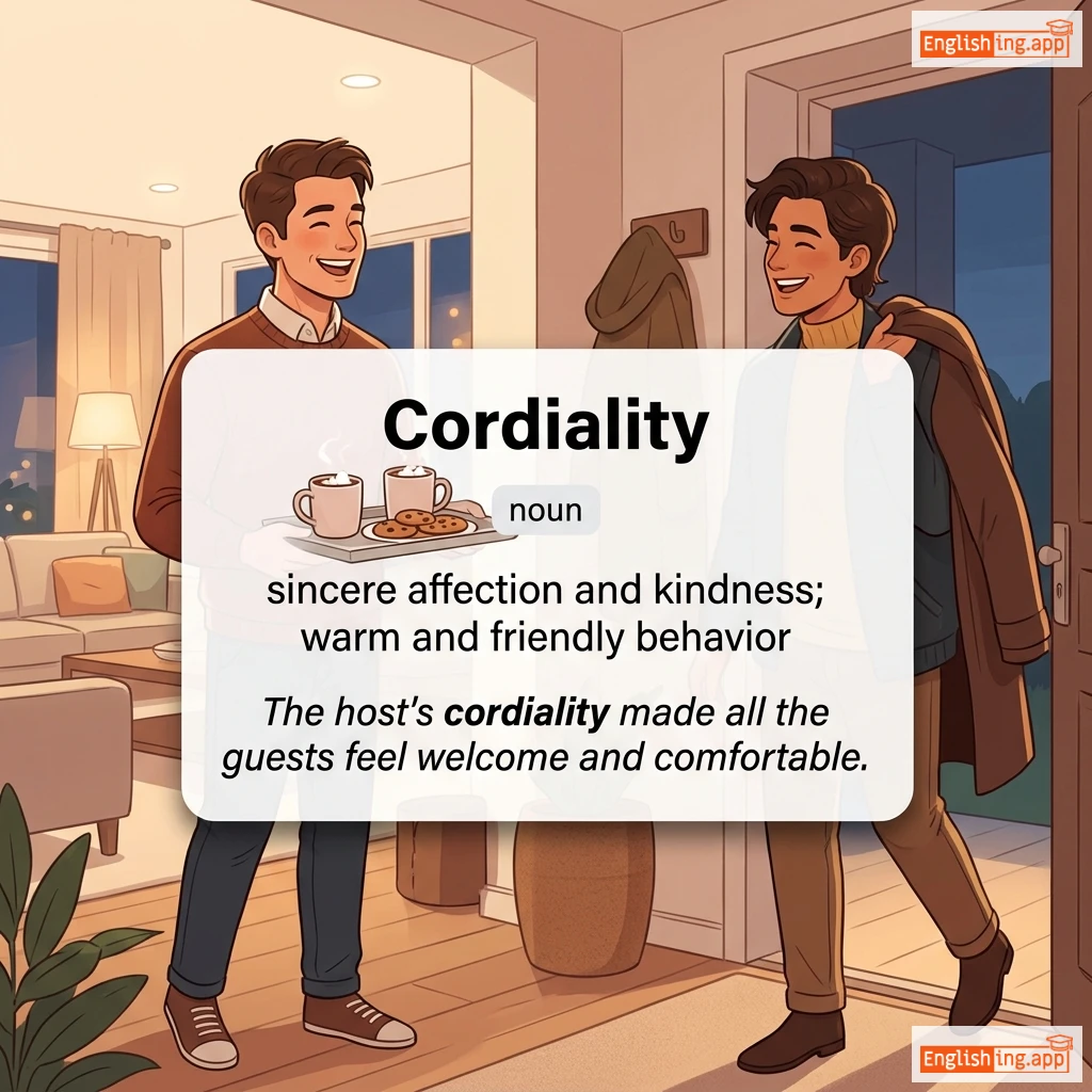 Cordiality definition card — visual illustration of the meaning