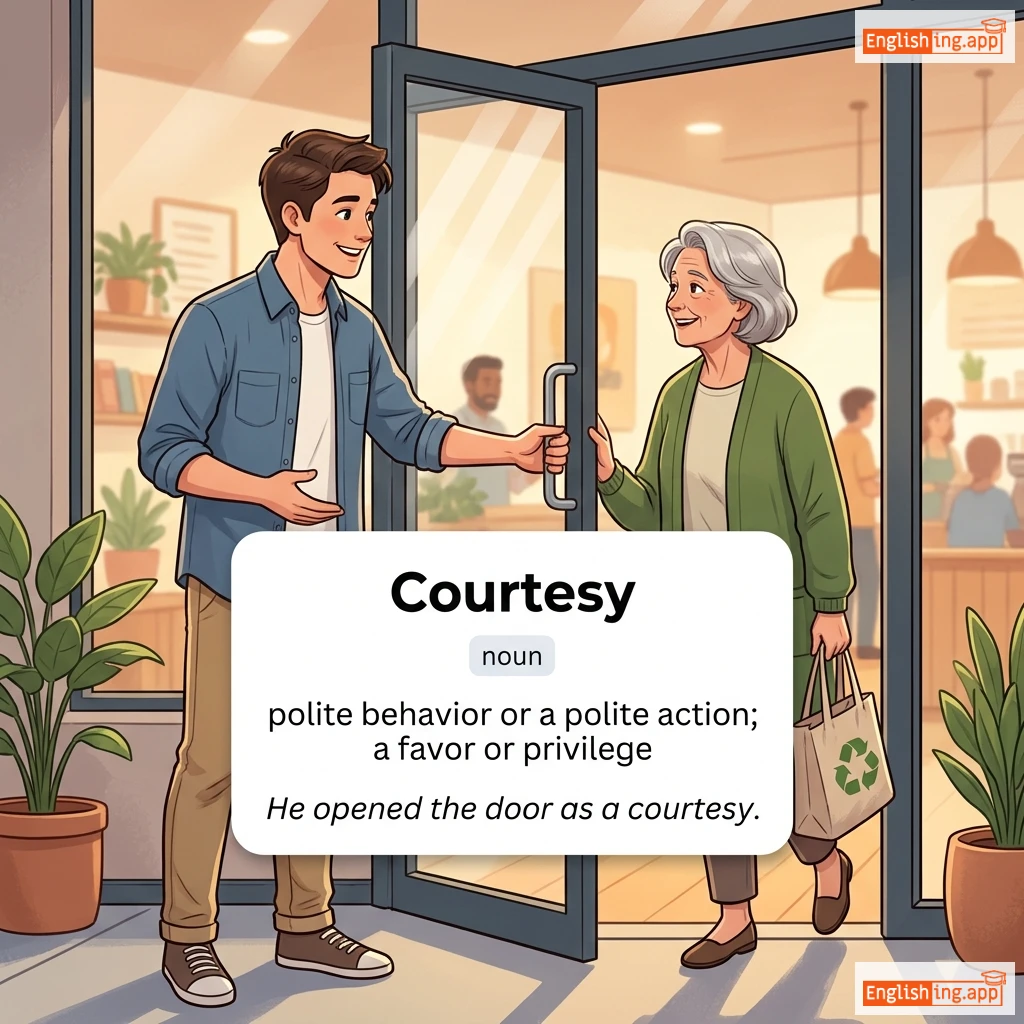 Courtesy definition card — visual illustration of the meaning