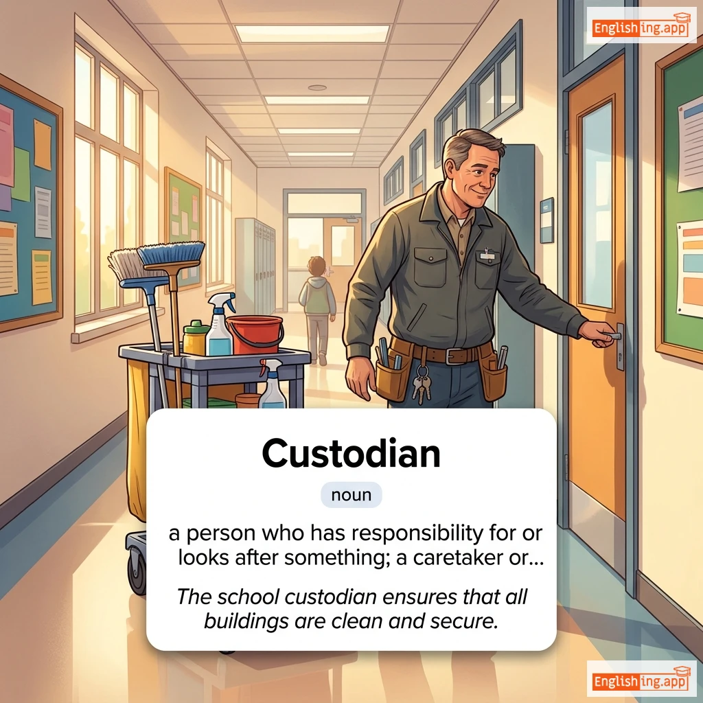 Custodian definition card — visual illustration of the meaning