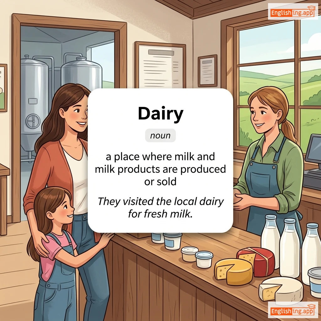 Dairy definition card — visual illustration of the meaning