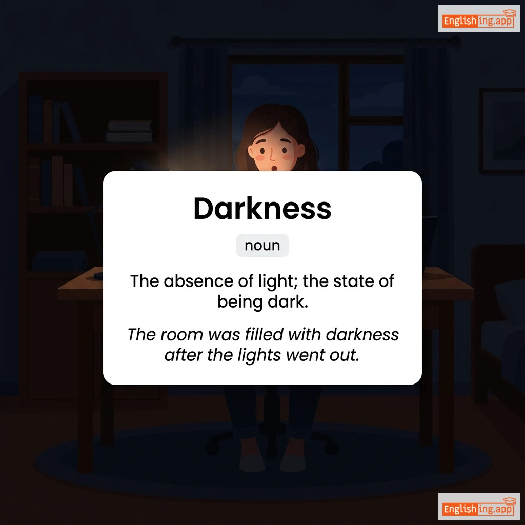Darkness definition card — visual illustration of the meaning