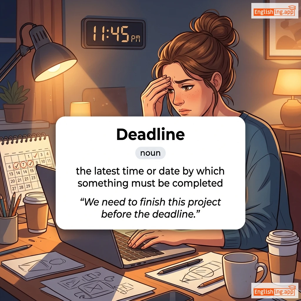 Deadline definition card — visual illustration of the meaning