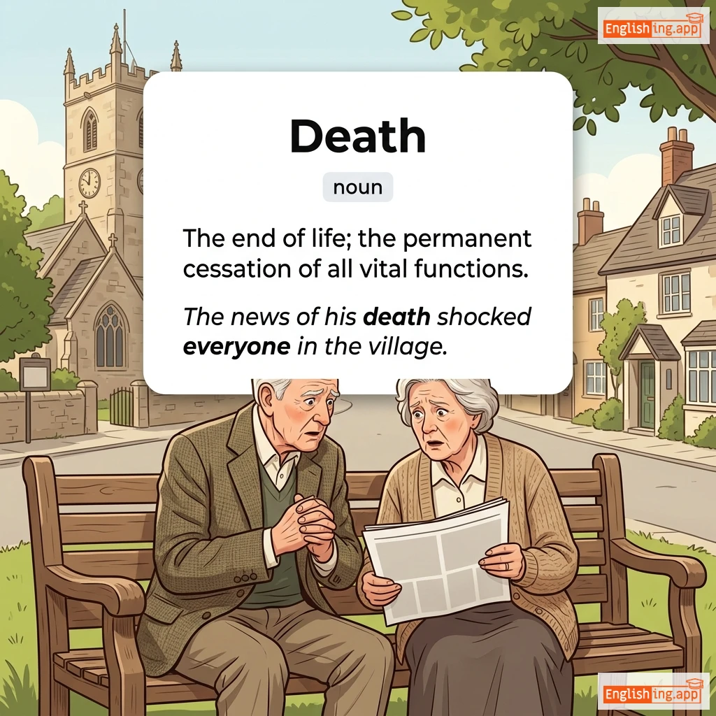 Death definition card — visual illustration of the meaning