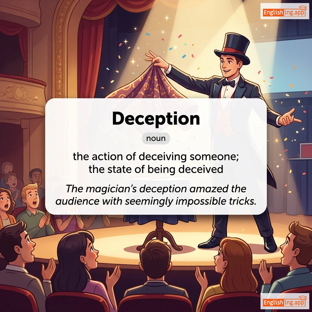 Deception definition card — visual illustration of the meaning