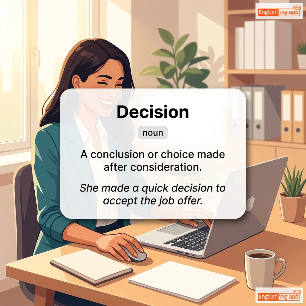 Decision definition card — visual illustration of the meaning