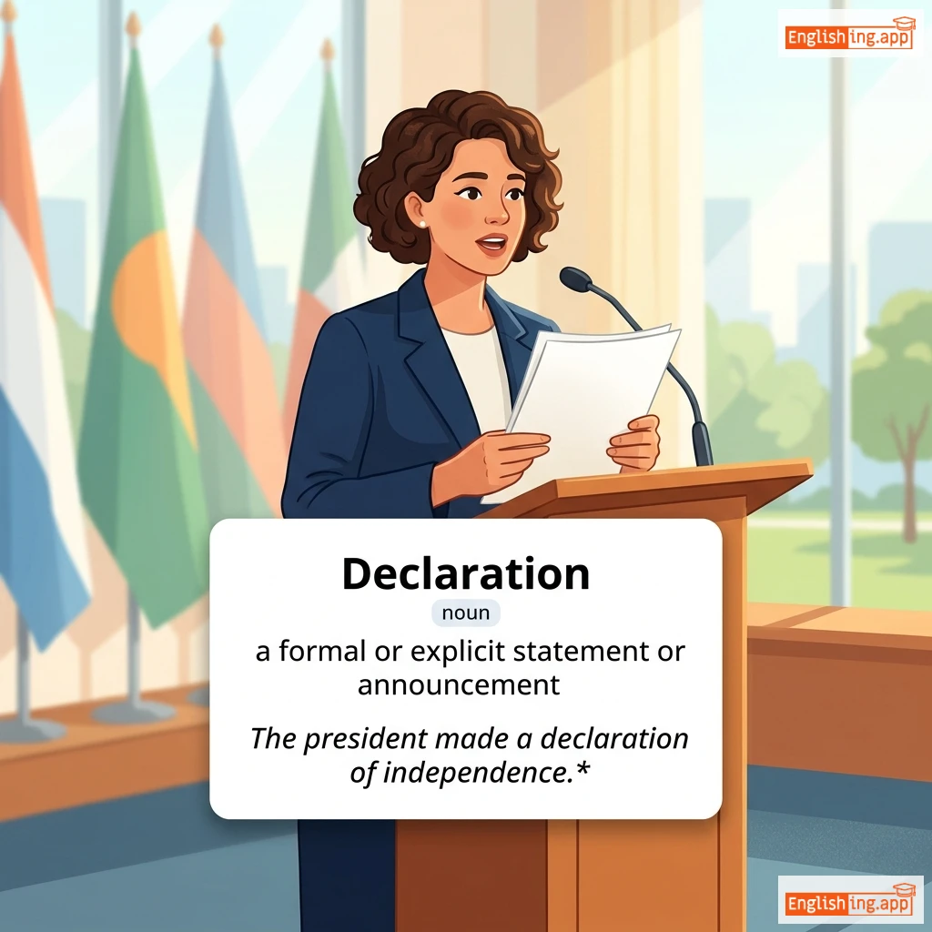 Declaration definition card — visual illustration of the meaning