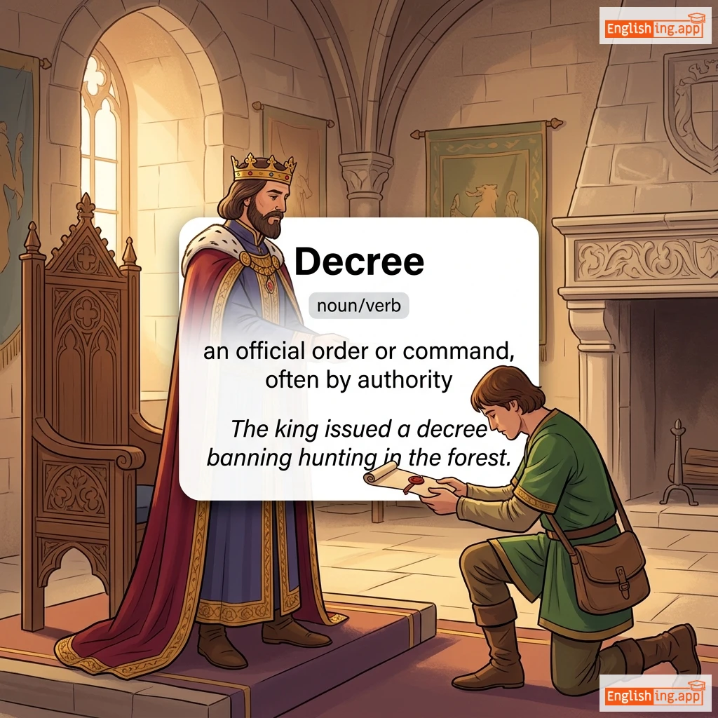 Decree definition card — visual illustration of the meaning