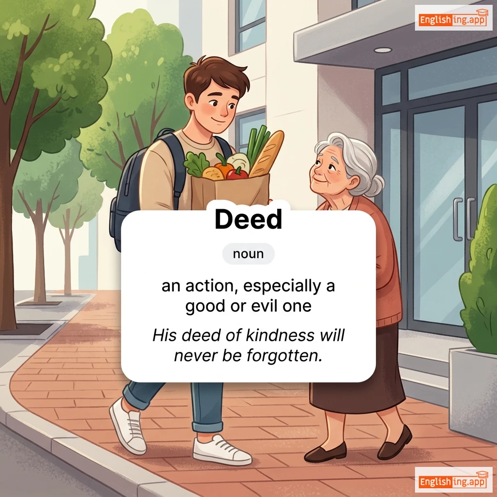 Deed definition card — visual illustration of the meaning