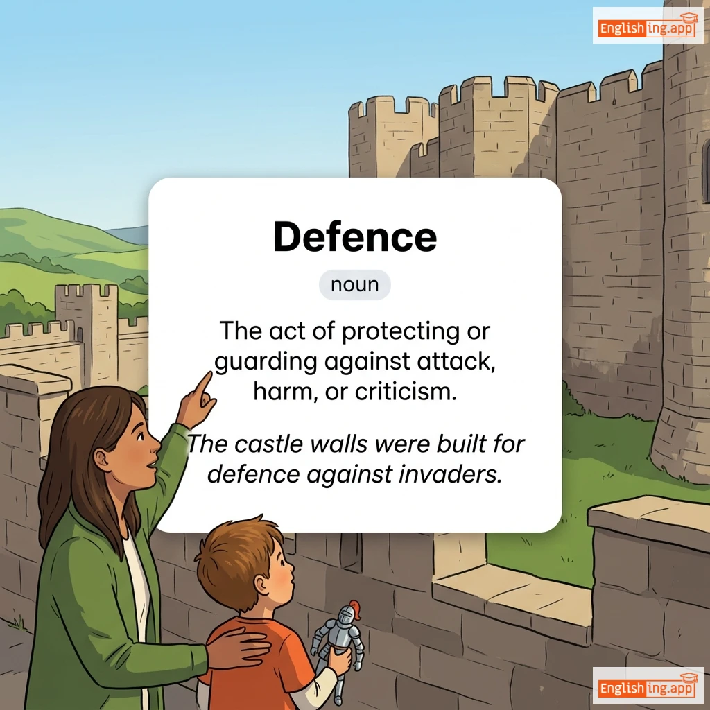 Defence definition card — visual illustration of the meaning