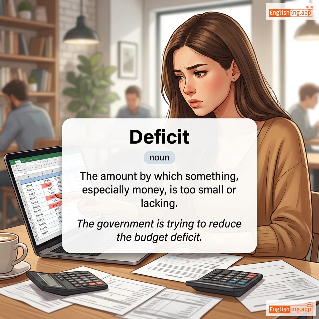 Deficit definition card — visual illustration of the meaning