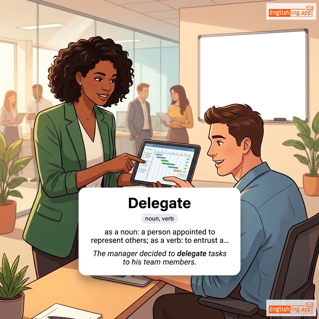Delegate definition card — visual illustration of the meaning