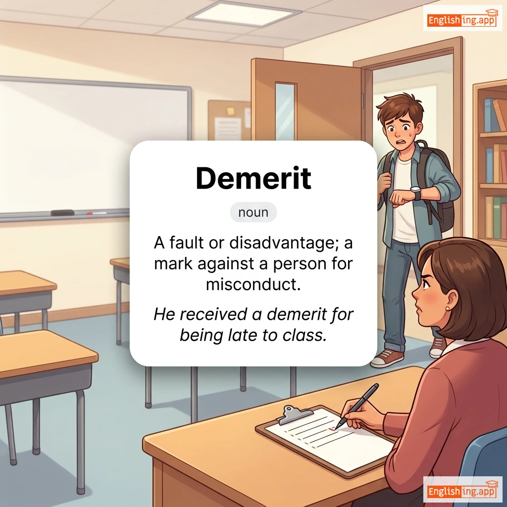 Demerit definition card — visual illustration of the meaning