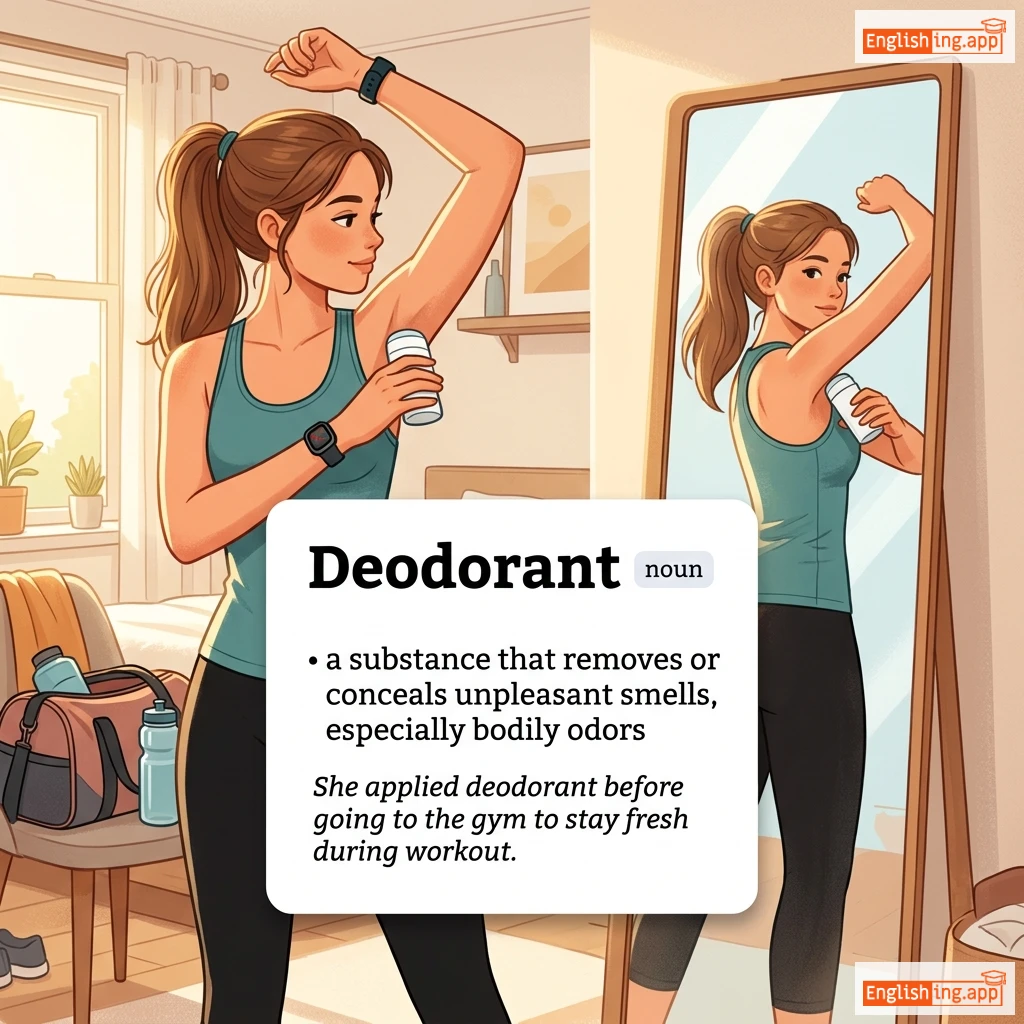 Deodorant definition card — visual illustration of the meaning