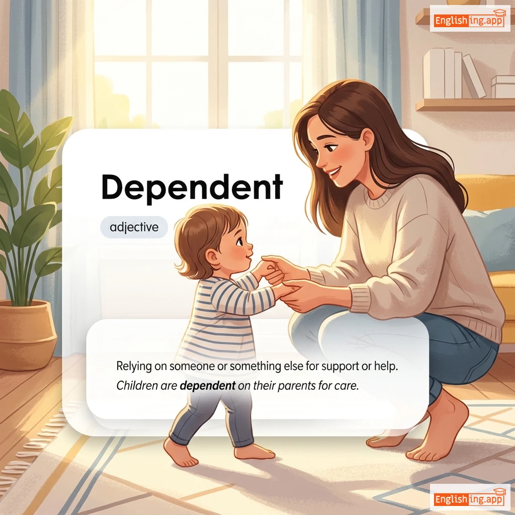 Dependent definition card — visual illustration of the meaning
