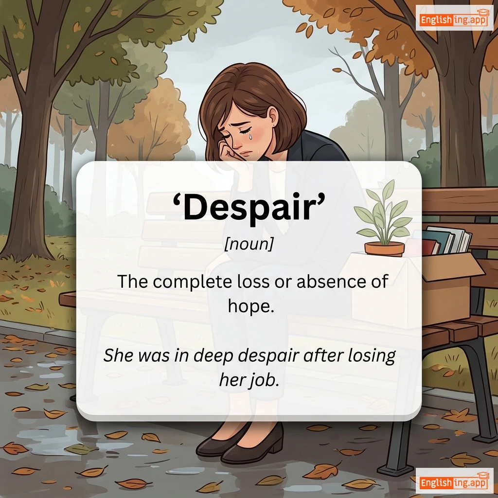 Despair definition card — visual illustration of the meaning