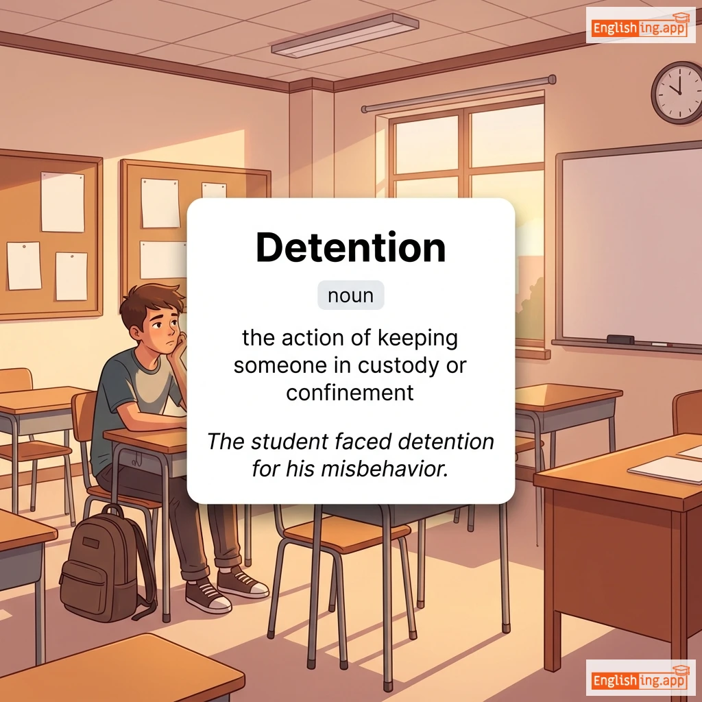 Detention definition card — visual illustration of the meaning