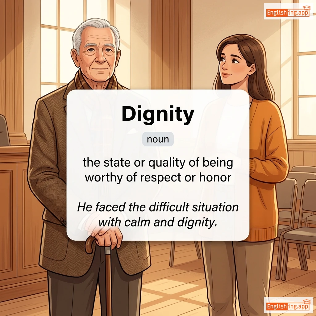 Dignity definition card — visual illustration of the meaning