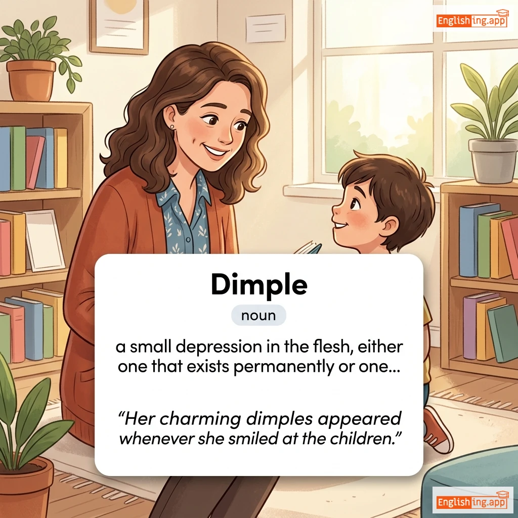 Dimple definition card — visual illustration of the meaning
