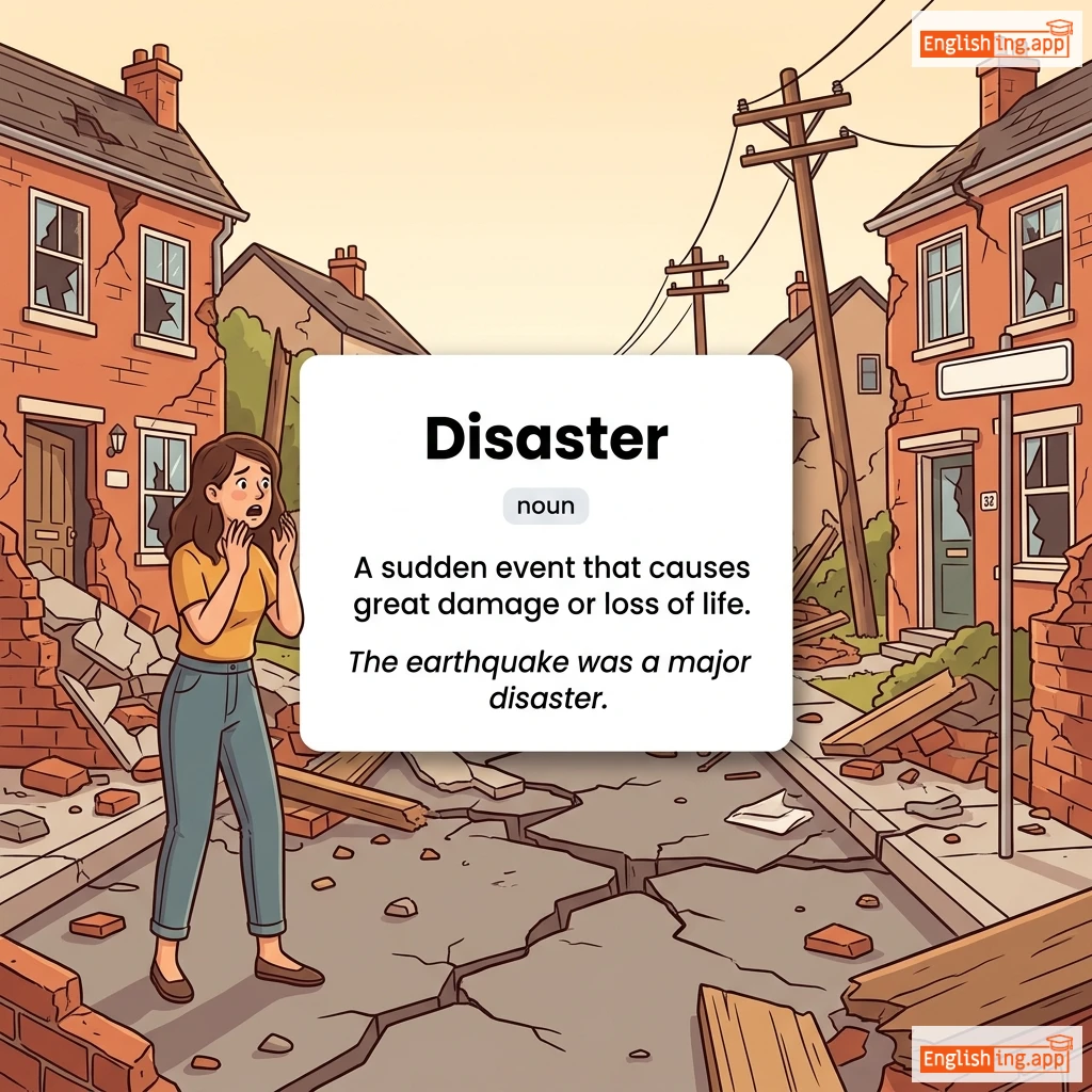Disaster definition card — visual illustration of the meaning