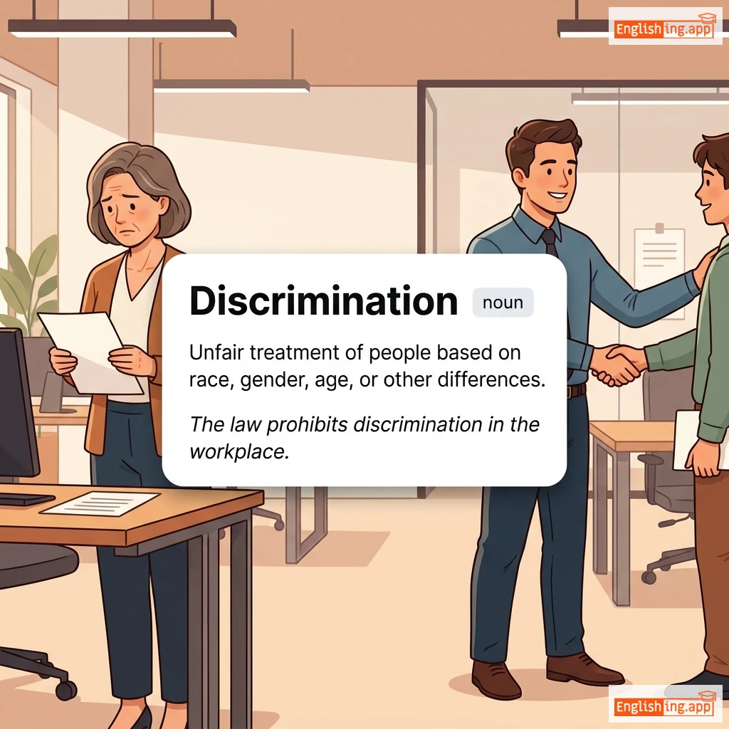 Discrimination definition card — visual illustration of the meaning