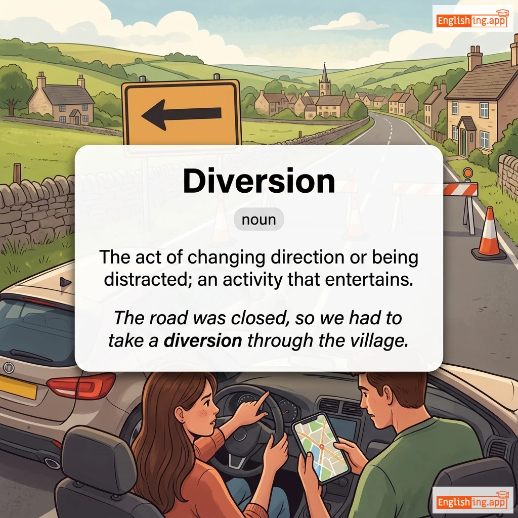 Diversion definition card — visual illustration of the meaning