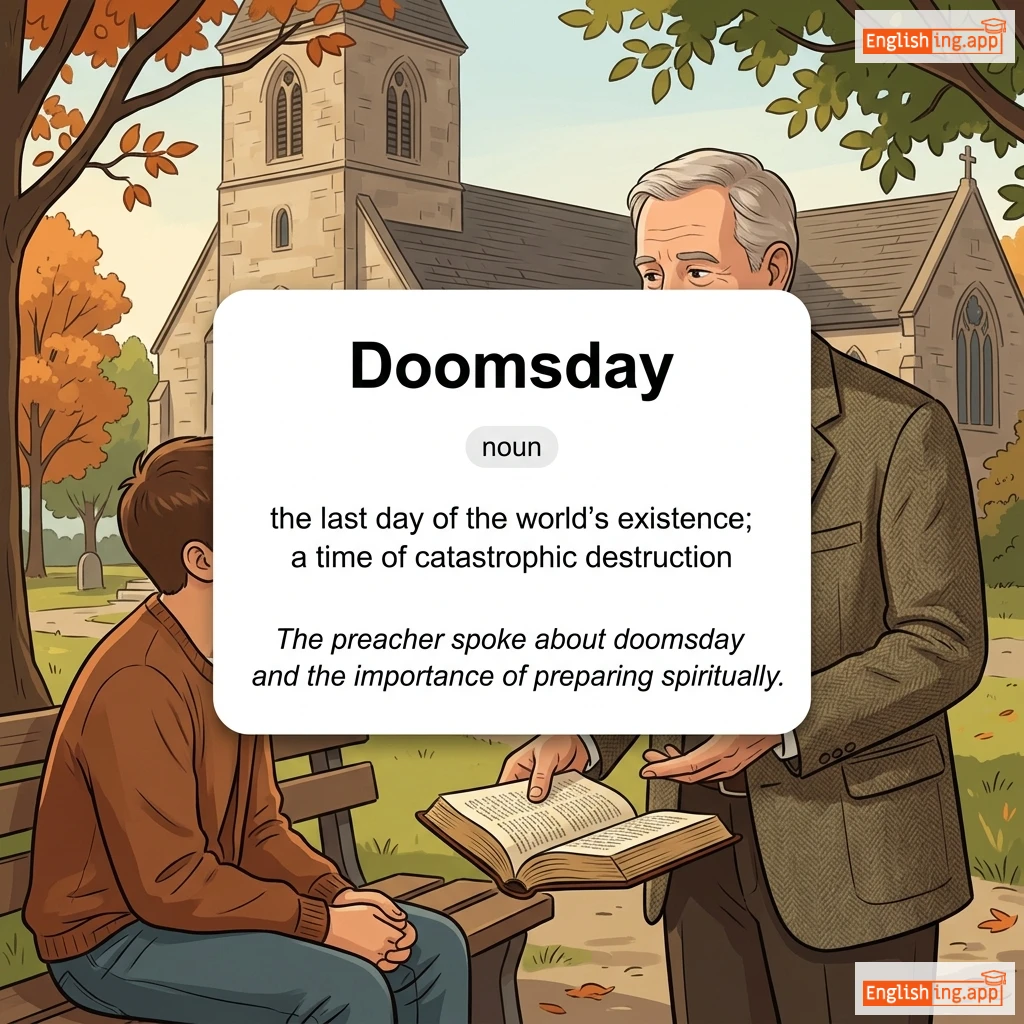 Doomsday definition card — visual illustration of the meaning