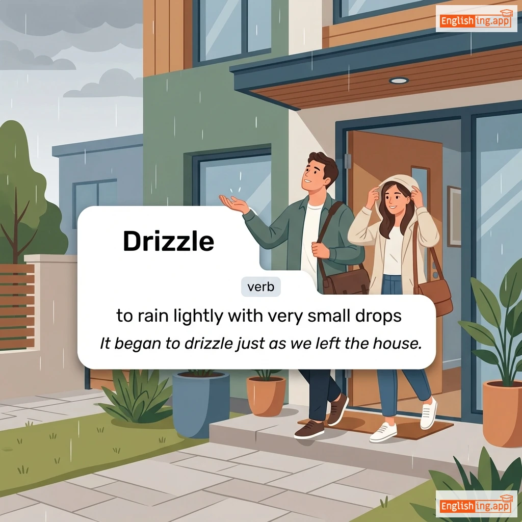 Drizzle definition card — visual illustration of the meaning