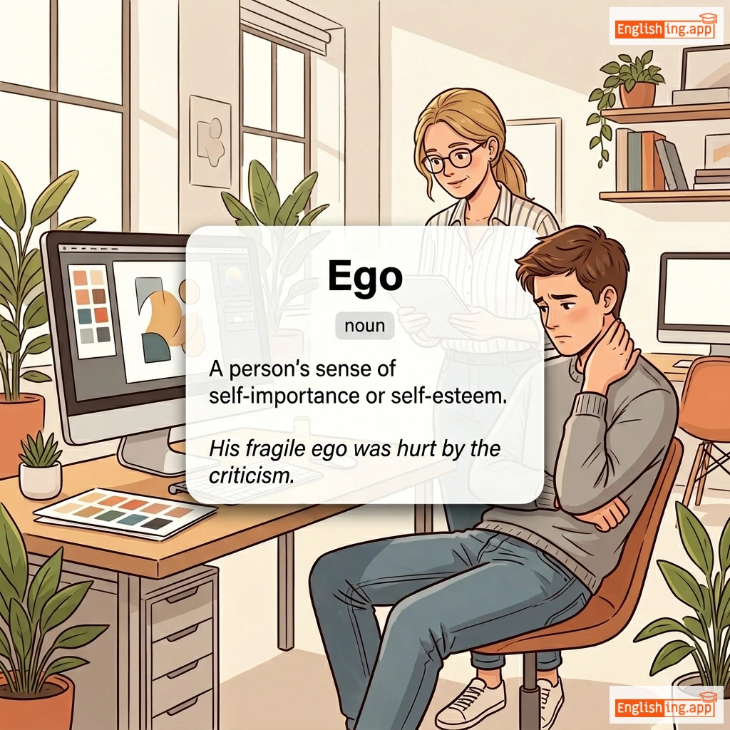 Ego definition card — visual illustration of the meaning