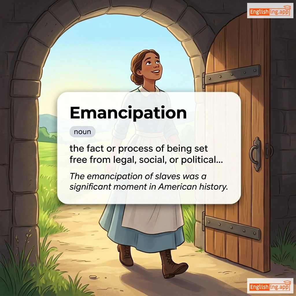 Emancipation definition card — visual illustration of the meaning
